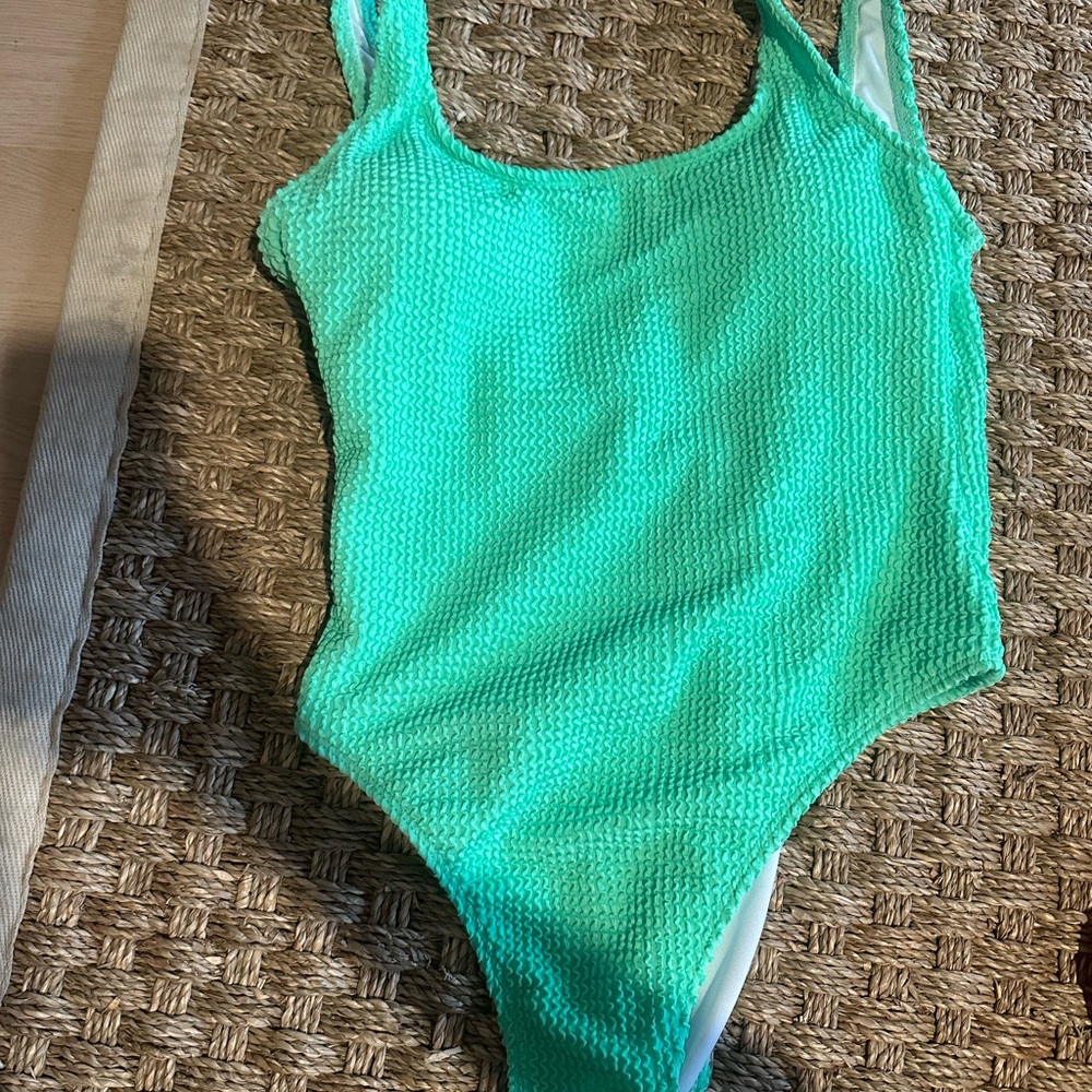 Green Textured One-Piece Swimsuit
